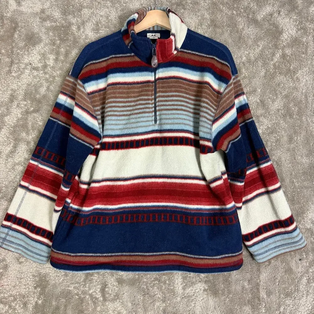 Vintage 90s AEO Blanket Stripe Fleece Southwest Pullover Quarter Zip Jacket M